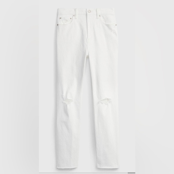 GAP WOMEN HIGH RISE STRAIGHT LEG JEANS - WHITE SIZE 33 (NEW WITH TAGS) - Picture 3 of 5